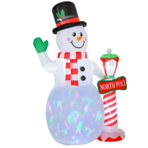 Kerstdecoratie, opblaasbare sneeuwpop, 2,4 m, led verlichting, blazer, wit 1