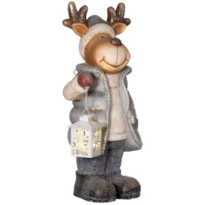 Kerstdecoratie, rendier met lantaarn, led, op batterijen, 25,5 x 19,5 x 52 cm 1