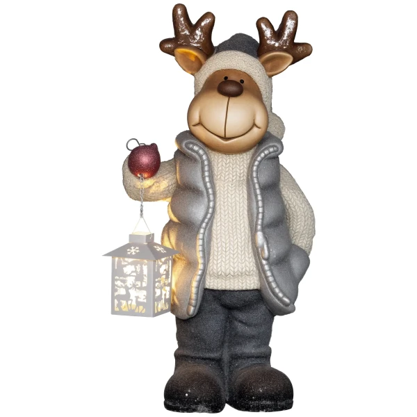 Kerstdecoratie, rendier met lantaarn, led, op batterijen, 25,5 x 19,5 x 52 cm 10