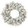 Kerstkrans met led lichtslinger, dennenappels, deurkrans groen+wit, Ø60 x 8 cm 1