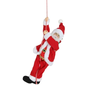 Kerstman 60 cm zingend en klimmend kerstman met cadeau touw geluidsfunctie indoor, rood 1