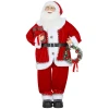 Kerstman, kerstdecoratie, 120 cm, buigzame armen, met cadeau & kerstkrans, geluidsactivering, rood 1