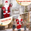 Kerstman, kerstdecoratie, 120 cm, buigzame armen, met cadeau & kerstkrans, geluidsactivering, rood 5