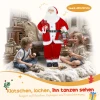 Kerstman, kerstdecoratie, 120 cm, buigzame armen, met cadeau & kerstkrans, geluidsactivering, rood 6