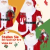 Kerstman, kerstdecoratie, 120 cm, buigzame armen, met cadeau & kerstkrans, geluidsactivering, rood 7