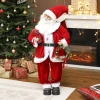 Kerstman, kerstdecoratie, 120 cm, buigzame armen, met cadeau & kerstkrans, geluidsactivering, rood 9