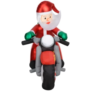 Kerstman op motorfiets, tuindecoratie, leds, opblaasbaar, weerbestendig, 180 x 95 x 170 cm 1