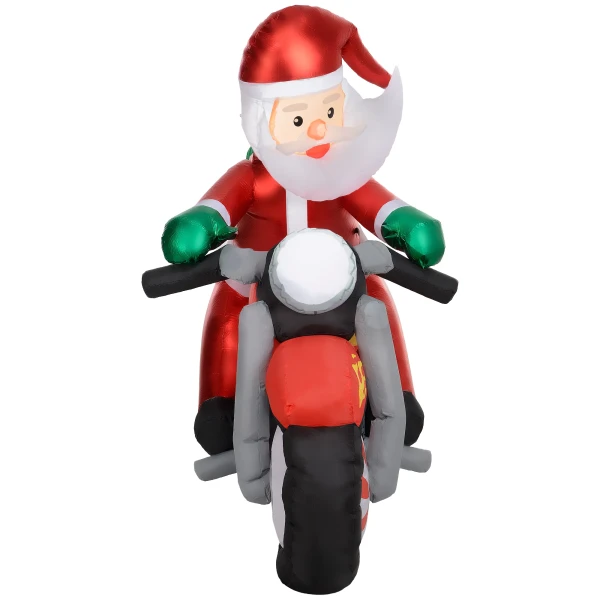 Kerstman op motorfiets, tuindecoratie, leds, opblaasbaar, weerbestendig, 180 x 95 x 170 cm 1