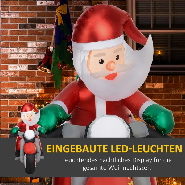 Kerstman op motorfiets, tuindecoratie, leds, opblaasbaar, weerbestendig, 180 x 95 x 170 cm 5