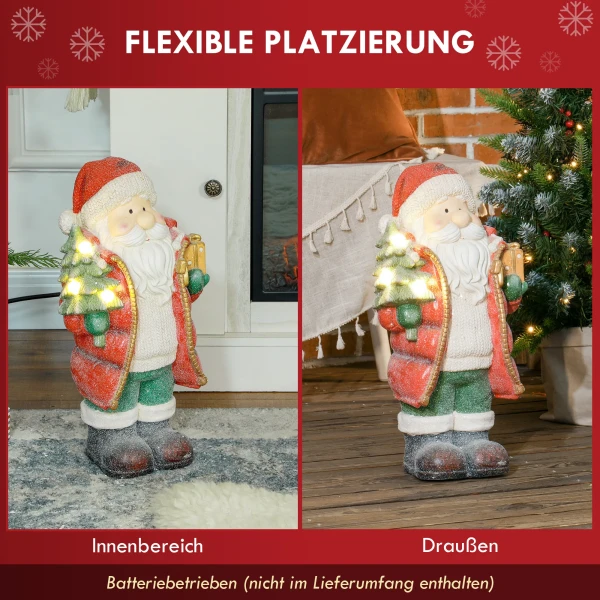 Kerstmanfiguur met boom en cadeau, 3 warmwitte led's, op batterijen, 50 cm 6