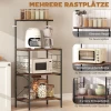 Keukenrek, 4 laags ontwerp, werkblad, 8 haken, metalen buizen, bruin+zwart 5