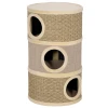 Krabton, 79 cm hoog, Ø45 cm, drielaagse kattenton met sisaltouw, kattenhol, voor grote katten, khaki + bruin 1