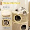 Krabton, 79 cm hoog, Ø45 cm, drielaagse kattenton met sisaltouw, kattenhol, voor grote katten, khaki + bruin 6