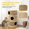 Krabton, 79 cm hoog, Ø45 cm, drielaagse kattenton met sisaltouw, kattenhol, voor grote katten, khaki + bruin 7