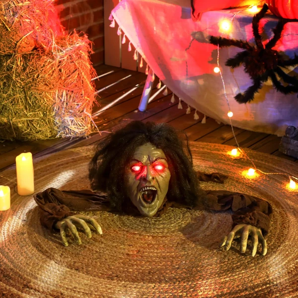 Kruipende zombie decoratie voor halloween, geluiden, lichtjes, batterijgevoed 2