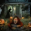 Kruipende zombie decoratie voor halloween, geluiden, lichtjes, batterijgevoed 9
