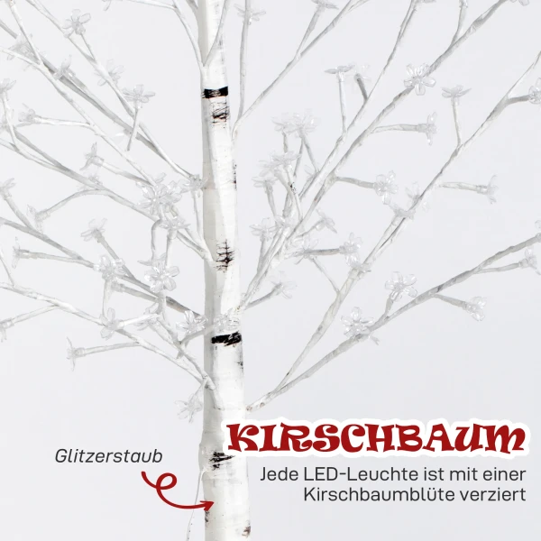 Kunstboom, kunst kersenbloesemboom, met 120 leds, 3 helderheidsniveaus, warm wit, realistische schors, 21 x 21 x 150 cm 6