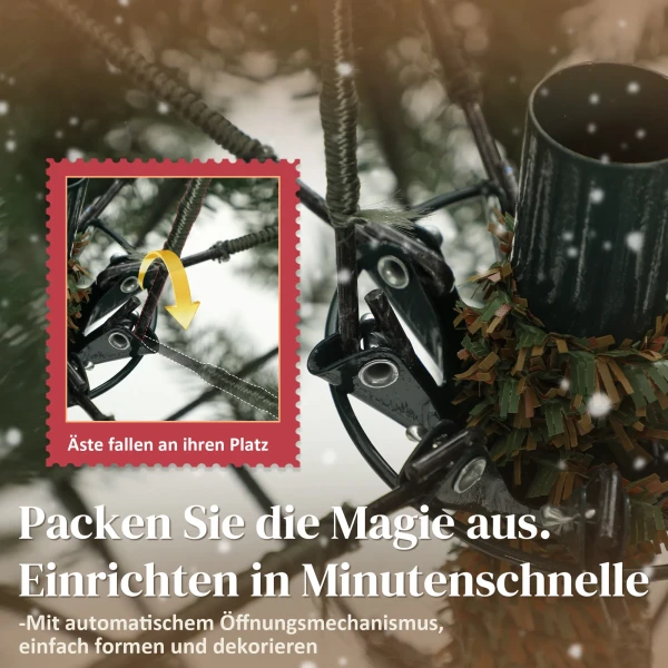 Kunstmatige kerstboom, 150 cm, inklapbare takken, metalen standaard, veelzijdig, groen 7