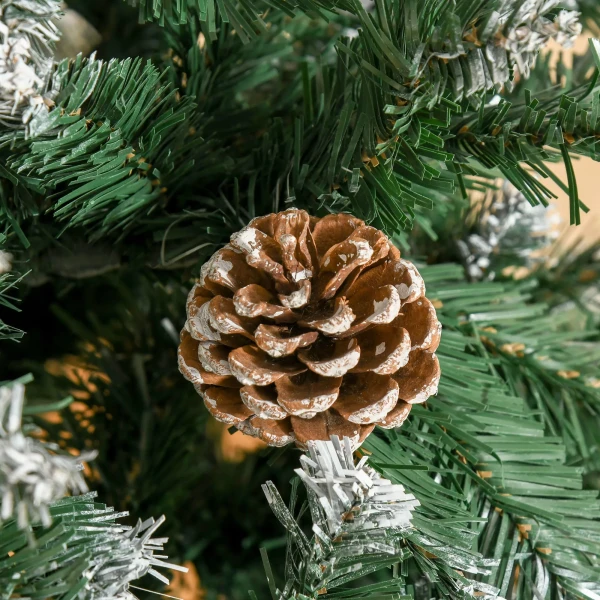 Kunstmatige kerstboom 180 cm dennenboom kunstmatig met 59 dennenappels, sneeuw, 1111 punten voor binnen 10