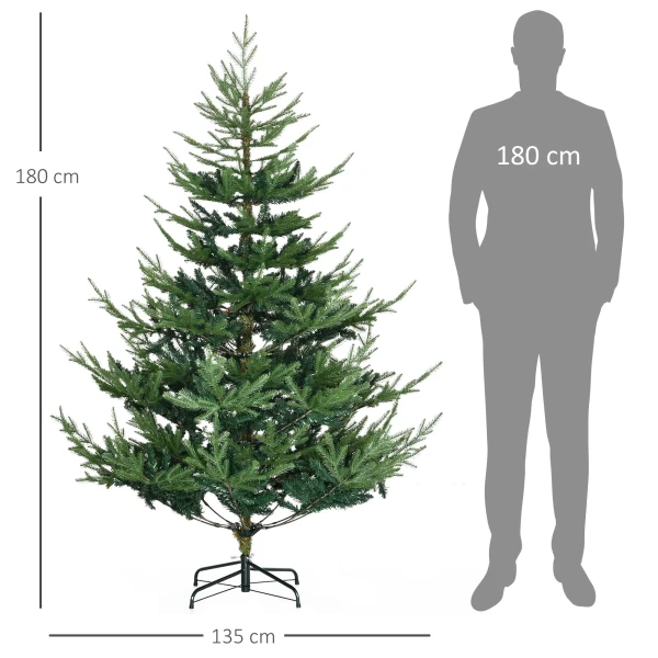 Kunstmatige kerstboom 180 cm dennenboom kunstmatig met 795 toppen, inklapbare voeten stalen frame 4