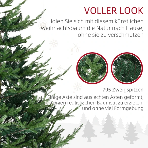 Kunstmatige kerstboom 180 cm dennenboom kunstmatig met 795 toppen, inklapbare voeten stalen frame 6