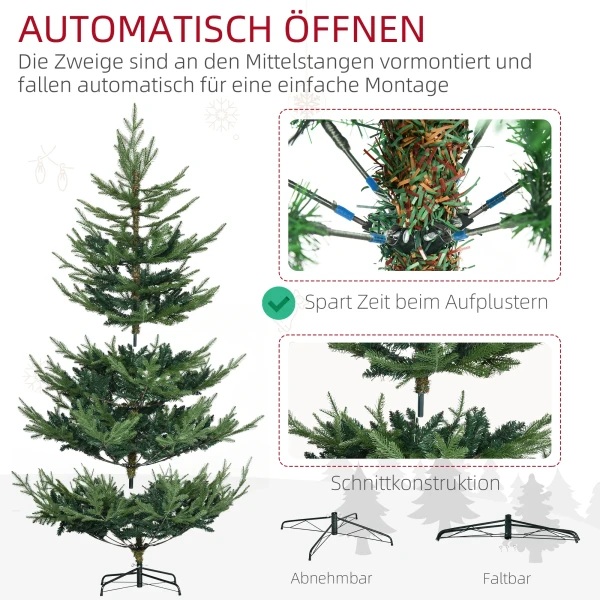 Kunstmatige kerstboom 180 cm dennenboom kunstmatig met 795 toppen, inklapbare voeten stalen frame 7
