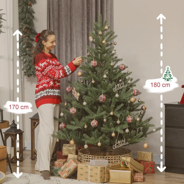Kunstmatige kerstboom, 180 cm, dichte takken, realistisch uiterlijk, brandvertragend, kunststof, metaal, groen 4