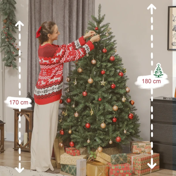 Kunstmatige kerstboom, 180 cm, opvouwbare takken, metalen standaard, veelzijdig, groen 4