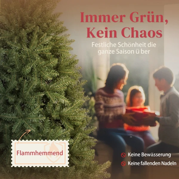 Kunstmatige kerstboom, 180 cm, opvouwbare takken, metalen standaard, veelzijdig, groen 5