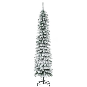 Kunstmatige kerstboom, besneeuwd, slank ontwerp, brandwerend, 180 cm, groen/wit 1