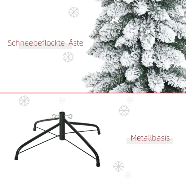 Kunstmatige kerstboom, besneeuwd, slank ontwerp, brandwerend, 180 cm, groen/wit 8