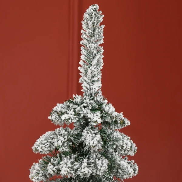 Kunstmatige kerstboom, besneeuwd, slank ontwerp, brandwerend, 180 cm, groen/wit 9