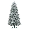 Kunstmatige kerstboom, kunstmatige sneeuw & dennenappels, realistisch, brandvertragend, metalen voet, 183 cm, groen 1