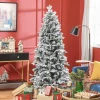 Kunstmatige kerstboom, kunstmatige sneeuw & dennenappels, realistisch, brandvertragend, metalen voet, 183 cm, groen 2