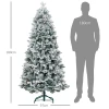 Kunstmatige kerstboom, kunstmatige sneeuw & dennenappels, realistisch, brandvertragend, metalen voet, 183 cm, groen 4