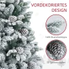 Kunstmatige kerstboom, kunstmatige sneeuw & dennenappels, realistisch, brandvertragend, metalen voet, 183 cm, groen 6