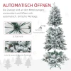 Kunstmatige kerstboom, kunstmatige sneeuw & dennenappels, realistisch, brandvertragend, metalen voet, 183 cm, groen 7