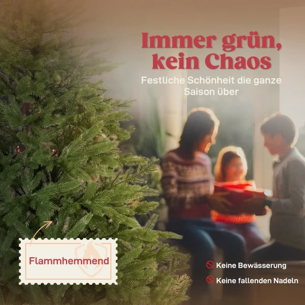 Kunstmatige kerstboom, realistisch uiterlijk, inklapbare takken, houten voet 5