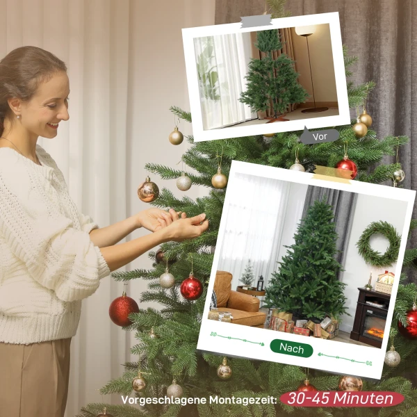 Kunstmatige kerstboom, realistisch uiterlijk, inklapbare takken, houten voet 8