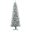 Kunstmatige kerstboom, vlamvertragend, met kunstsneeuw, slank, stalen voet, 75 x 210 cm, groen 1