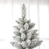 Kunstmatige kerstboom, vlamvertragend, met kunstsneeuw, slank, stalen voet, 75 x 210 cm, groen 10