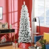Kunstmatige kerstboom, vlamvertragend, met kunstsneeuw, slank, stalen voet, 75 x 210 cm, groen 2