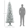 Kunstmatige kerstboom, vlamvertragend, met kunstsneeuw, slank, stalen voet, 75 x 210 cm, groen 4