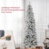 Kunstmatige kerstboom, vlamvertragend, met kunstsneeuw, slank, stalen voet, 75 x 210 cm, groen 5