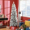 Kunstmatige kerstboom, vlamvertragend, met kunstsneeuw, slank, stalen voet, 75 x 210 cm, groen 9