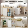 L vormig bureau, 360° draaibaar hoekbureau met 2 opbergkasten, 2 open rekken, computertafel voor kleine ruimtes, studeerkamer, woonkamer, 150x40x75 cm, wit 5