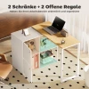 L vormig bureau, 360° draaibaar hoekbureau met 2 opbergkasten, 2 open rekken, computertafel voor kleine ruimtes, studeerkamer, woonkamer, 150x40x75 cm, wit 6