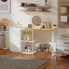 L vormig bureau, 360° draaibaar hoekbureau met 2 opbergkasten, 2 open rekken, computertafel voor kleine ruimtes, studeerkamer, woonkamer, 150x40x75 cm, wit 9