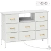 Ladekast, opbergkast met 8 stoffen laden, stekkerdoos, stalen frame, ladekast voor hal, slaapkamer, woonkamer en kantoor, crème wit 1