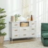 Ladekast, opbergkast met 8 stoffen laden, stekkerdoos, stalen frame, ladekast voor hal, slaapkamer, woonkamer en kantoor, crème wit 2